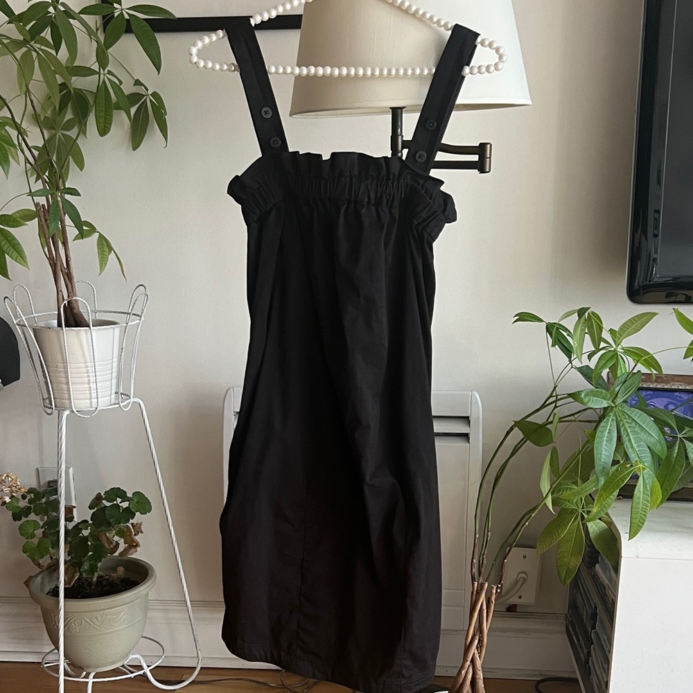 Everlane Black Mini Dress with Button Straps